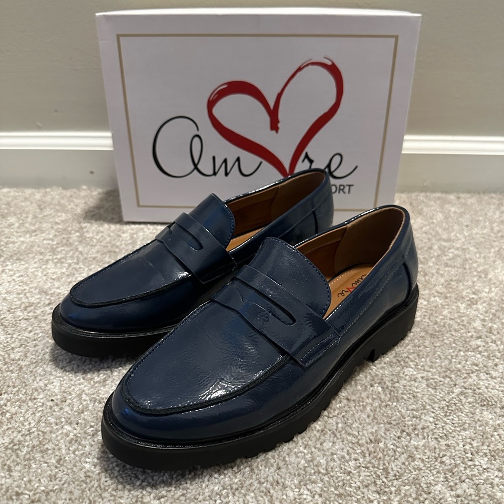 Blue Leather Loafers